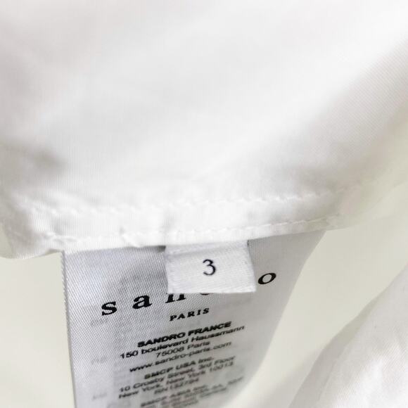 SANDRO White Mock Turtle Neck Long Sleeve Lace Blouse - Picture 4 of 14